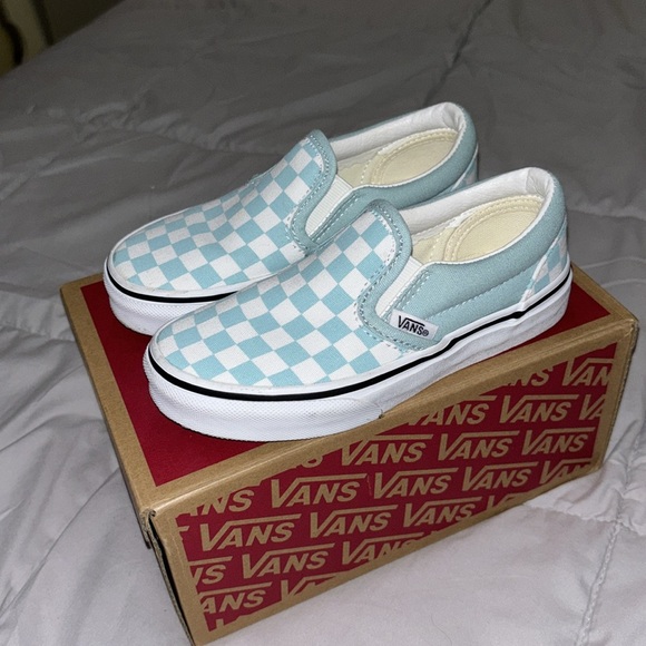 Kids Light Blue Checkered Vans - BRAND NEW - Picture 2 of 4